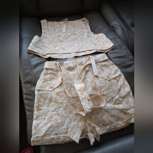 Floral Beige Two-Piece Set